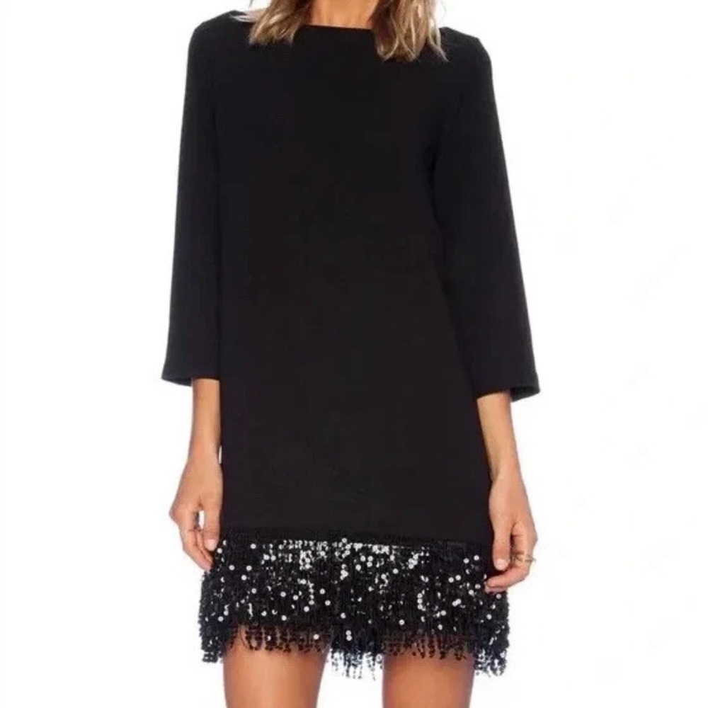 Kate Spade Black Sequin Fringe Mini Dress